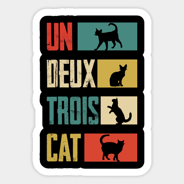 Un Deux Trois Cat Vintage Sticker by AnnetteNortonDesign